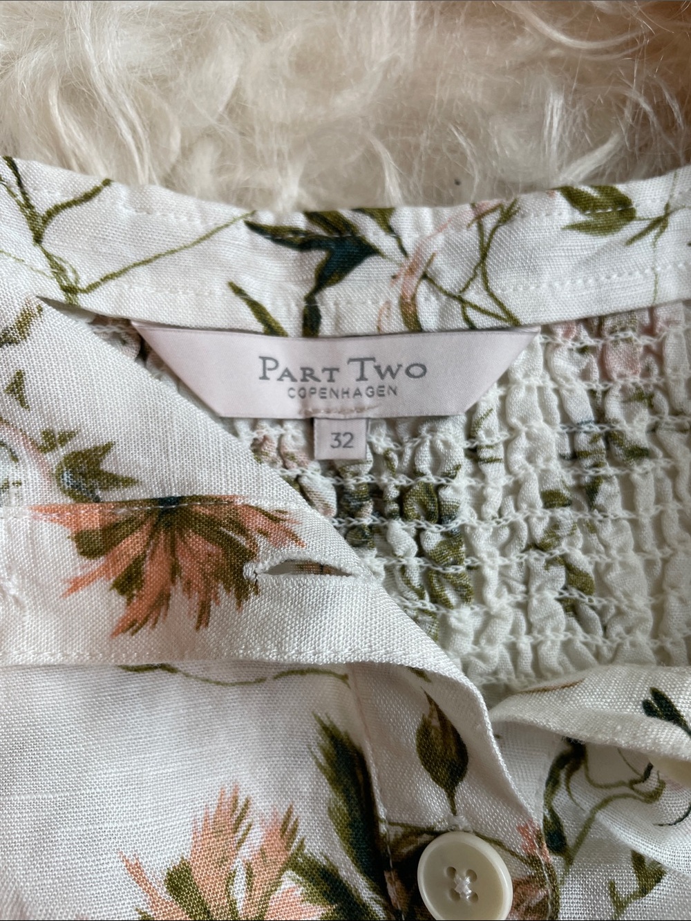 Linen Floral Button-Front Top - Picture 2 of 3